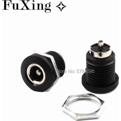 5PCS DC Power Female Socket 5.5*2.1 5.5*2.5 Thread DC Interface JACK DC-022D Socket Black Waterproof Cap DC022D 5.5x2.1 2.5 mm