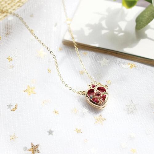 Hot Sale Sailor Moon Ami Regresa Metal Anime Pendant Necklace Cosplay Crown Heart Shaped Girls Jewelry Accessories