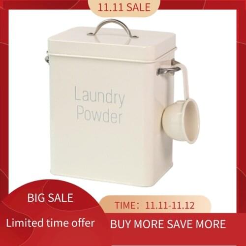 Beautiful Powder Laundry Powder Boxes Storage with Scoop White