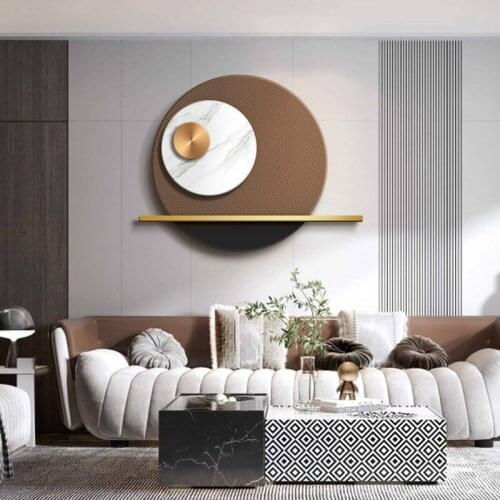 Creative combination of three-dimensional circular decorative painting on living room sofa with luxurious background wall