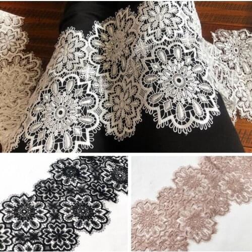 1 Meter High Quality Lace Trims DIY Apparel Sewing Fabric Material Ivory Black Khaki Lace Ribbon Accessories 20cm Width