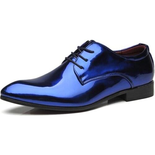 Italian men summer shoes spring patent leather lace up wedding shoes pointy medium height office flats sapatos hombre vestir