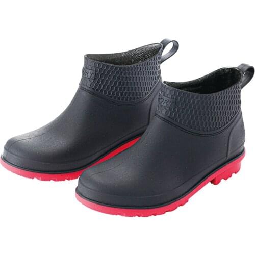 Mens Ankle Rain Boots Waterproof Booties Shoes Easy On Rubber Boot Anti Slip Work Shoes