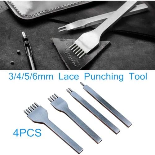 DIY Leather Tool White steel 1/2/4/6 Prong Flat Leather Chisel Craft Tools Prong Hole Piercing Hole Punch Tool Kit (3/4/5/6mm)