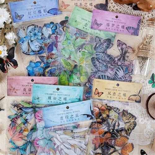 40pcs Dream Butterfly Sticker Diary Scrapbook Decorations DIY Scrapbooking Jewelry Sealed Gift Tags Stationery Stickers Gifts