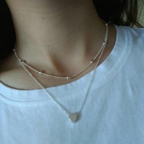 HebeDeer Necklaces Jewelry Lady Trendy Heart Star Girl Silver Color Classic Multilayer Necklace Chain Women Kpop Collares