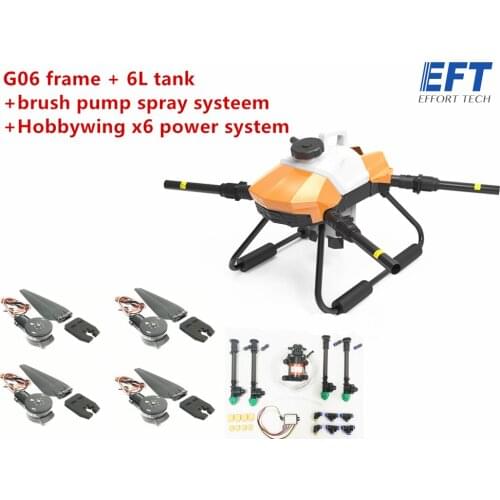 EFT G06 6L 6KG Agricultural Spray Drone Frame Four axis 1170mm Wheelbase Foldable UAV and spray system and with X6 power system