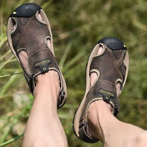 Sandals-men Sandalen Heren Sandals Men Leather Genuine Summer Classic Roman Sandalias Hombre For Verano Shoes Sandel