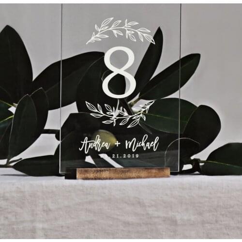Wedding Table Numbers Sign with Stand - Boho Wedding Decor