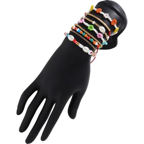 Bohemian Style Colored Beads Women Bracelets On Hand Set Chain Bangles Jewelry Браслет Fashion Female Popular A Set Of Eight