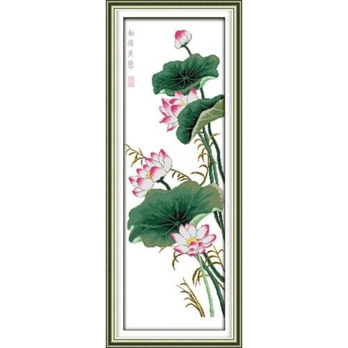 Everlasting Love Autumn Lotus Chinese Cross Stitch Kits Ecological Cotton Clear Printed 14CT 11CT DIY Gift Christmas Decoration