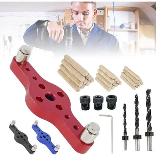 Vertical Pocket Hole Jig Woodworking 6/8/10mm Drilling Locator Wood Dowelling Self Centering Drill Guide Kits Hole Puncher