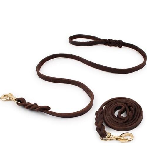 High Quality Luxury Pet Dog Cow Genuine Leather Leash Training Dog Harness Adjustable Large Big Dog Cachorro Chien Hond Coleira