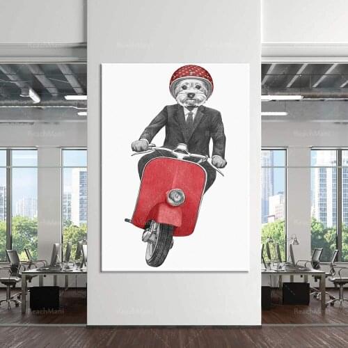 Funny scooter dog art prints wall art prints