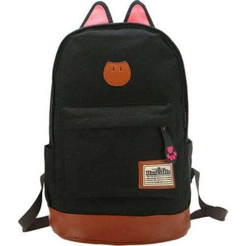 Lemon Kitten Canvas Backpack For Women Cat Ears Women Backpack Girl Mochila Escolar Backpack School Bag Rucksack Preppy Style