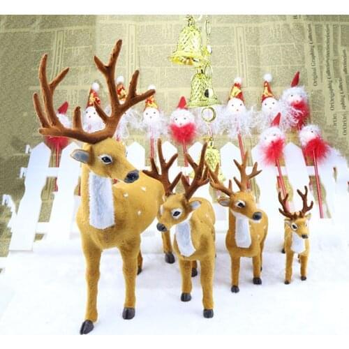 1Pc Christmas Decoration 20/25cm Plush Simulation Elk Creative New Year Gift Sika Deer Christmas Decorations For Home