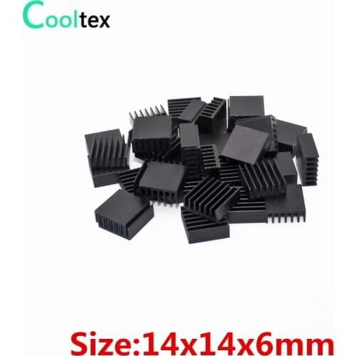100pcs Extruded Aluminum heatsink black heat sink 14x14x6mm for Electronic Chip VGA RAM LED IC radiator COOLER cooling