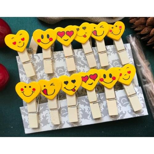 12*Colorful Wooden Clips Handicraft Photo Paper Wooden Pegs Clothes Pin for Wedding Party,Baby Shower,Kids Party Decoration