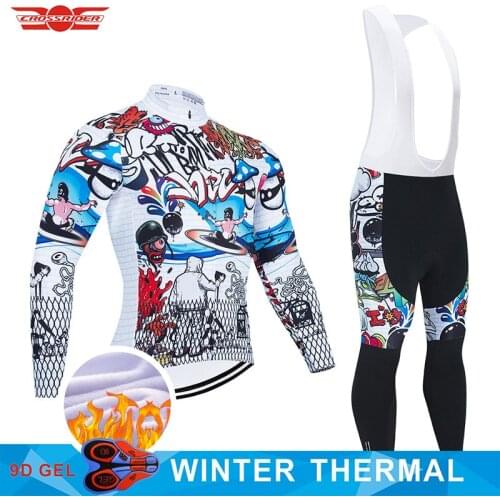 2021 Winter Cycling Clothing 9D Pants Set MTB Uniform Funny Bicycle Clothing Mens Winter Thermal Fleece Bike Jacket Cycling Wear