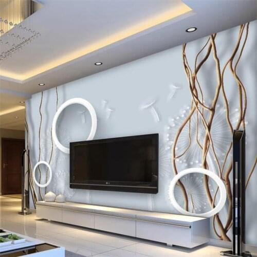 Beibehang 3d wallpaper modern tree branche embossed dandelion art papier peint background wall fashion home decoration wallpaper