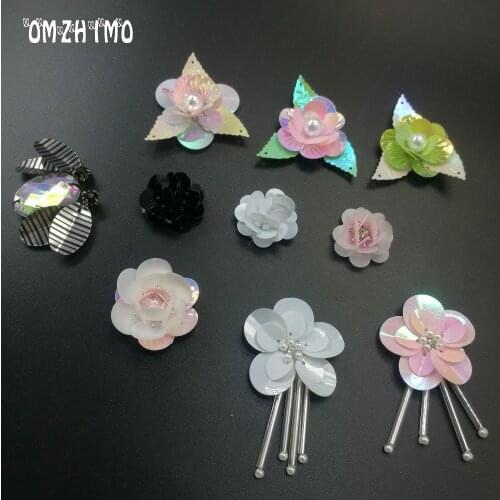 3D Handmade Rhinestone Bee flower beaded Patches Sew on sequin patch for clothing beading Applique cute patch