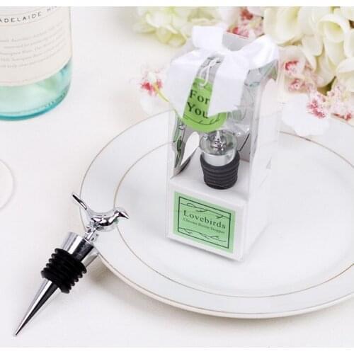 50pcs Stainless Steel Love Bird Wine Stopper Bridal Wine Bottle Stopper for party wedding gift