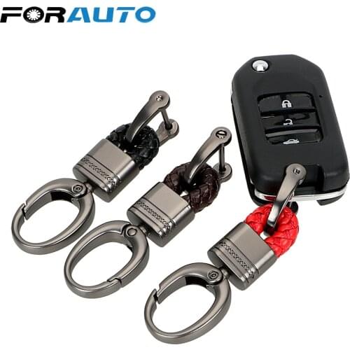 FORAUTO Hand Woven Horseshoe Buckle Car Keychain Key Holder Creative Keyring Key Rings Key Chain Car-styling Auto Accessories