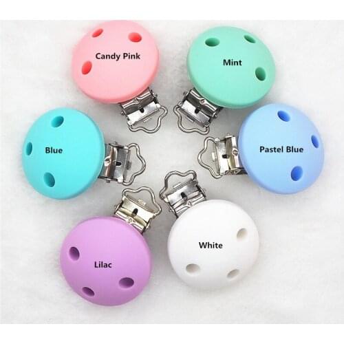 Chengkai 20PCS Silicone Round Teether Clips DIY Baby Pacifier Dummy Teething Soother Nursing Jewelry Toy Holder Chain Clips