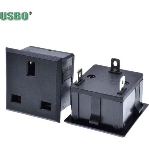 Black CE Copper industry UPS PDU Britain outlet 3 pins Electrical 250V 13A UK universal electrical AC power Receptacle socket