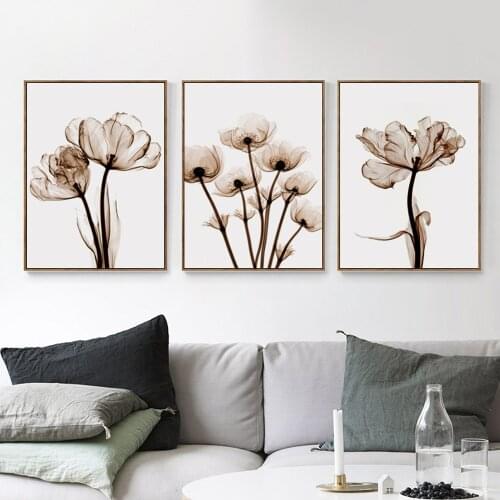 Elegant Poetry Modern Transparent Flower Canvas Painting Art Print Poster Picture Home Wall Decoration Simple Wall Decor
