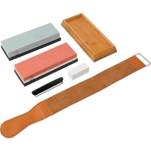 Whetstone Knife Sharpener Grit 400/1000/3000/6000 Waterstone Flattening Stone With Nonslip Bamboo Base