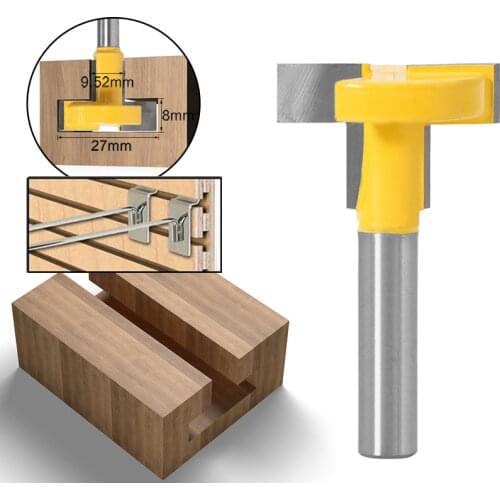 1PC T-Type Slotted Milling Cutter 8mm Shank Carbide Alloy Wood Router Bit Straight End Woodworking Tool For Wood Trimming Cutter