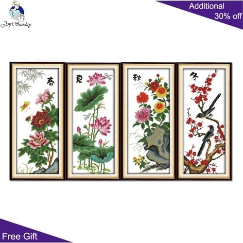 Joy Sunday four Season H731H732H733H734 Counted and Stamped Tender Spring Cool Summer Fruitful Autumn Winter Cross Stitch kits