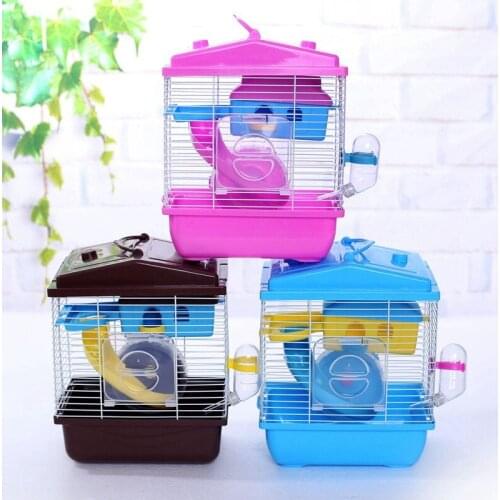 Pet Cage Hamster Cottage with Transparent Skylight Double Layer House for Hamster Golden Hamster Pet