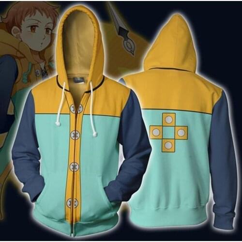 The Seven Deadly Sins Cosplay Costume King Cosplay Hoodies Zip Hooded Jacket 3D Printed Coat Sportswear Sweatshirts S-5XL
