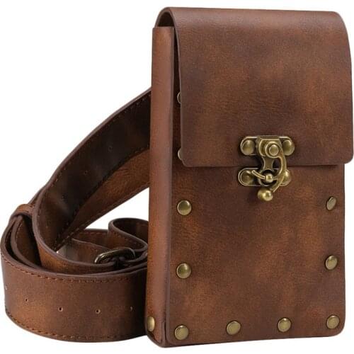 Medieval Renaissance Adult Male Knight Leather Vintage Pocket Belt Clothing Bag