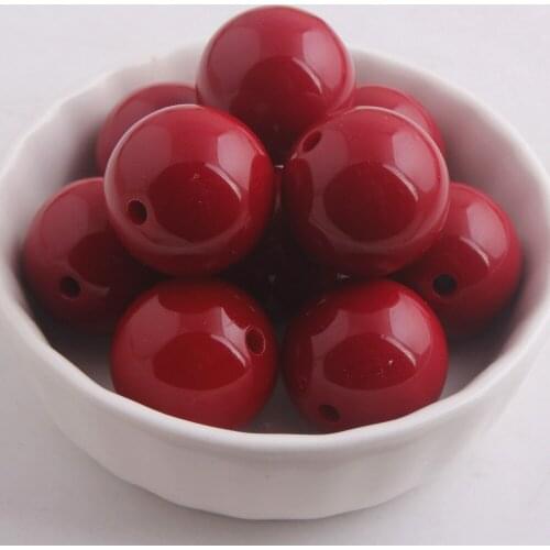 Kwoi vita Dark Red Color Chunky 20MM 100pcs Acrylic Solid Bubble Gumball Beads for Kids Necklace Jewelry