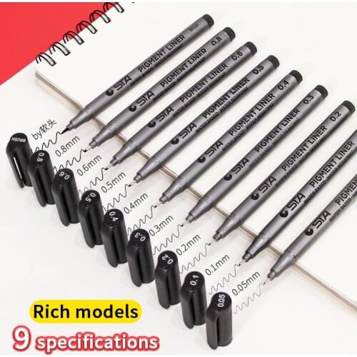 STA Art Sketch Comics Waterproof Marker Pen 9 Size Pigment Liner Water Based For Drawing Handwriting School office stationery