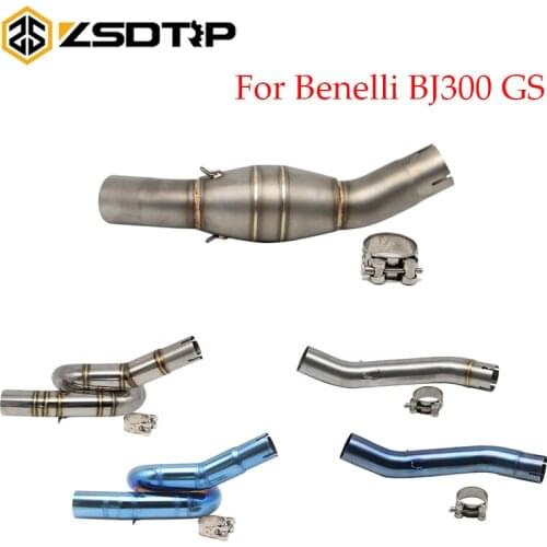 ZSDTRP Motorcycle Full System Exhaust Front Pipe Mid Link Connect Pipe Motorbike Moto Mid Tube For Benelli 300 BJ300 BJ300GS