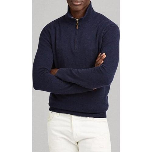 2021 Autumn Winter Mens Sweaters Solid Color Half Zipper Plullovers Men High Quality Knitted Sweater Men