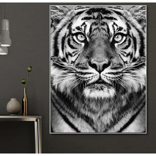 Wall Art Canvas Painting Black White Tiger Photo Nordic Posters And Prints Decoration Wall Pictures For Living Room Salon