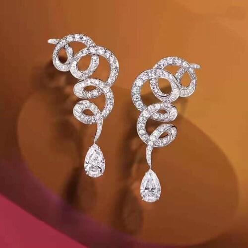 HIBRIDE New Arrival AAA Cubic Zirconia Geometric Design Stud Earrings for Women Fashion Jewelry Party Gift bijoux femme E-754