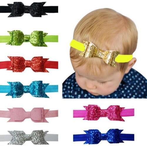 New Baby Bow Headband Children Christmas Hair Accessories Sequins Bow Headband for Kids Hair Accessories Elastic Headband Bow