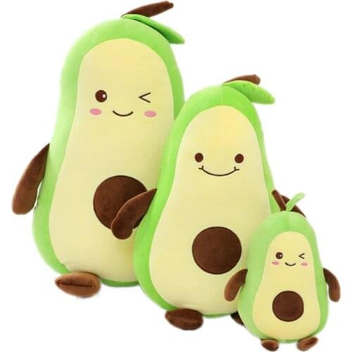 Adorable Avocado Plush Toy 9‘’ 17‘’ PP Cotton Stuffed Fruit Plush Pillow 3D Avocado Plush Dolls Xmas Gift for Kids, Green