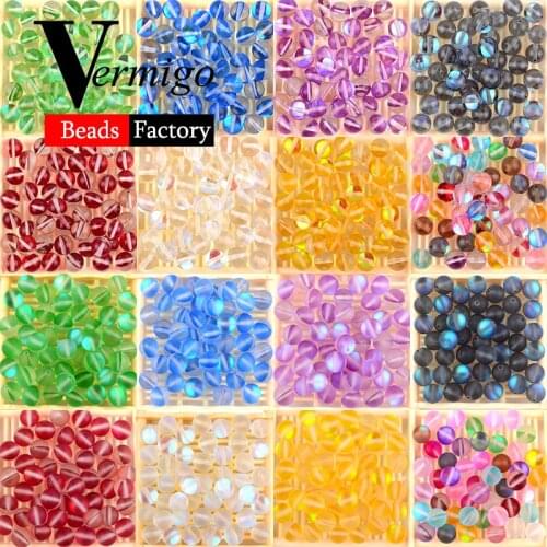 Wholesale Assorted Natural Austrian Crystal Moonstone Round Beads For Jewelry Making 6mm-12mm Glitter Ball Beads Accessories