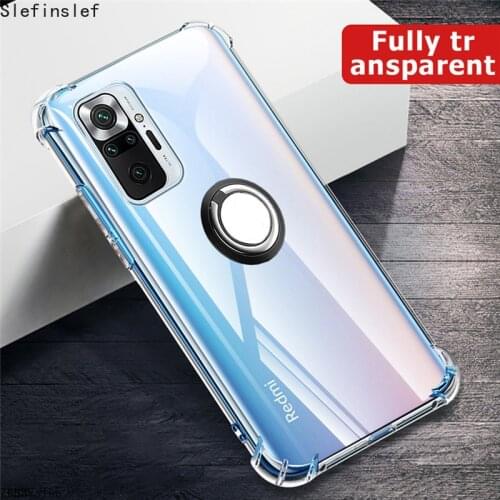 Metal Ring Holder Cover Redmi Note10 Pro Case Silicon Transparent Shockproof Phone Case For Xiaomi Redmi Note 10 Pro 10Pro Cases