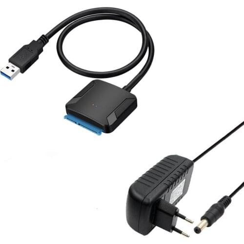 SATA USB3.0 Adapter Cable Converter 22 pin USB 3.0 to SATA Cable with EU US UK adapter For 2.5 inch 3.5 inch HDD SSD Hard Disk