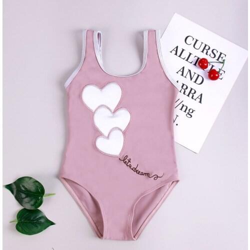 21 new hot selling girls' one piece swimsuit with love pattern hot spring resort suit 2021