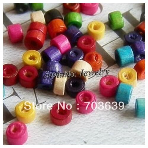 Mixed Color 4x3mm Cylinder Shape Wood Beads For DIY Fashion Wood Accessory 1000pcs Wholesale