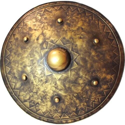 Medieval creative restaurant black gold round shield, European style retro bar wrought iron wall decoration, wall pendant handhe